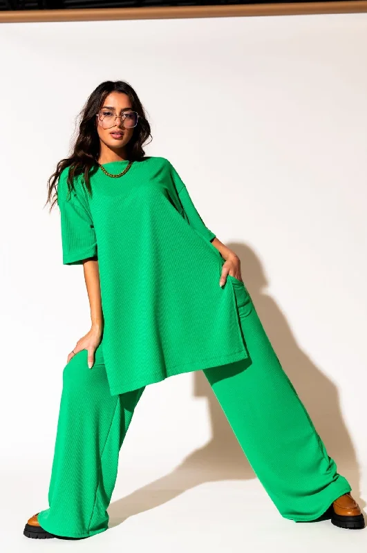 Leveled Up Ribbed Playsuit in Green