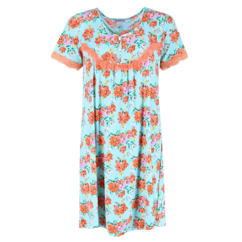 Elegant Emily Women's Blue Floral Nightgown