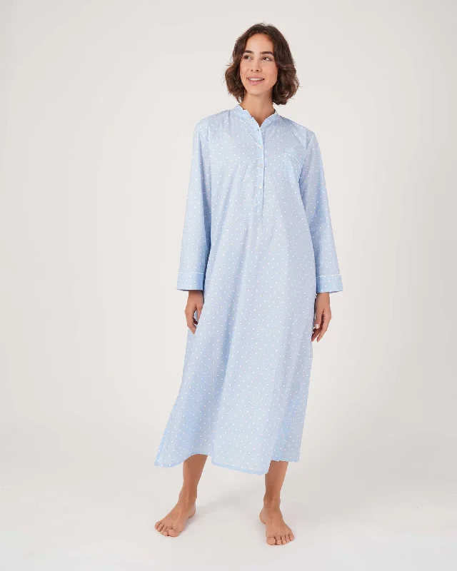 Women's Classic Cotton Estelle Grandad Collar Nightshirt - Bellerby Polka Dot