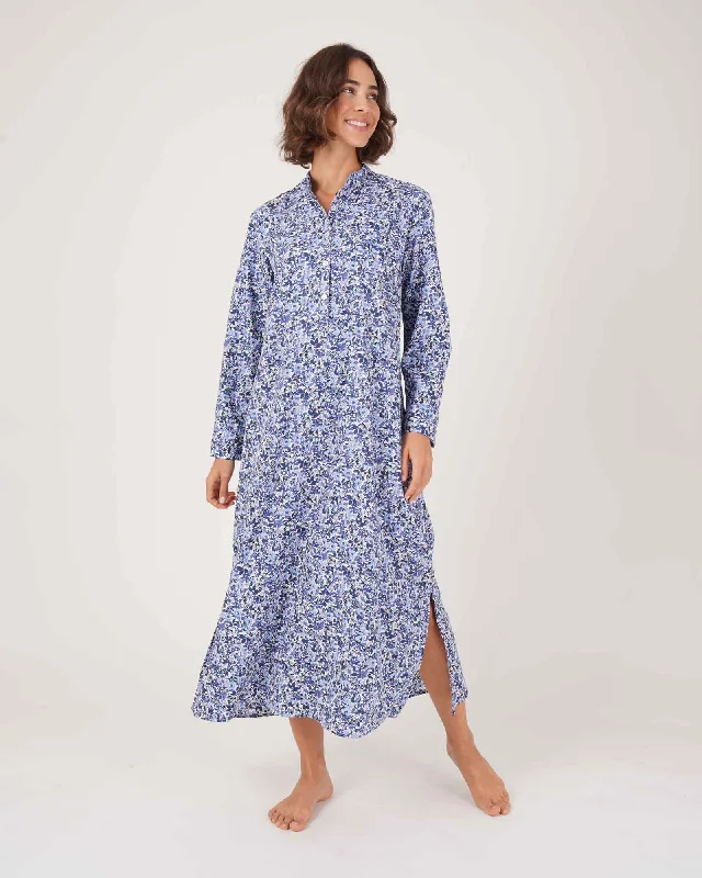 Women's Classic Cotton Estelle Grandad Collar Nightshirt - Pillowell Floral