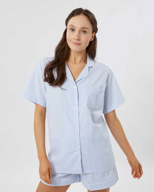 Women's Classic Cotton Florence Short Pyjamas - Jacquard Blue