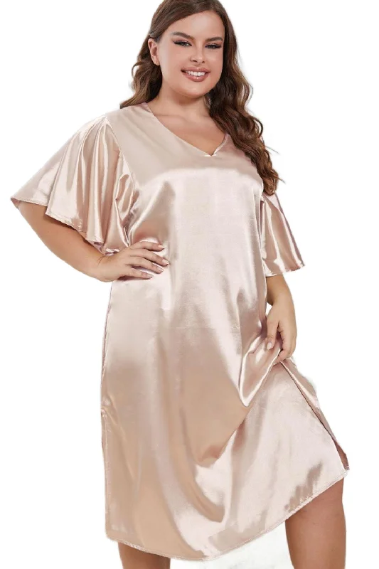 Plus V-Neck Night Gown