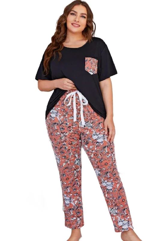 Round Neck Tee Floral Pants Set