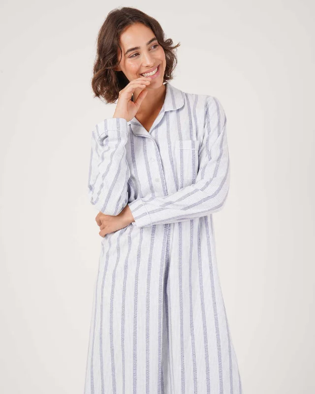 Women's Brushed Cotton Nightshirt - Ripple Stripe