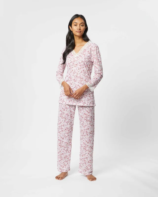 Women's Jersey Ella Pyjamas - Viola Floral Pink