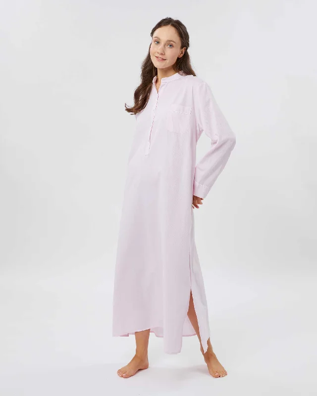 Women's Estelle Grandad Collar Nightshirt - Jacquard Pink