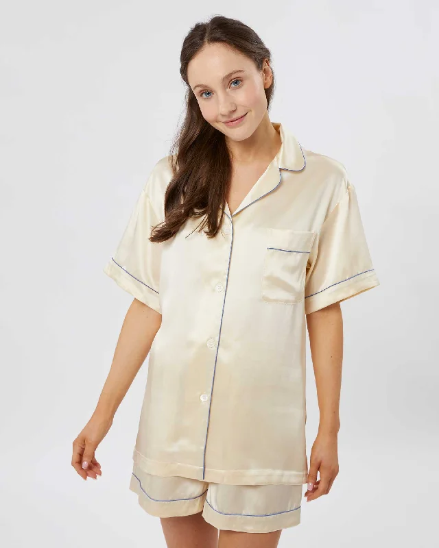 Women's Short Silk Pyjamas - Pearl