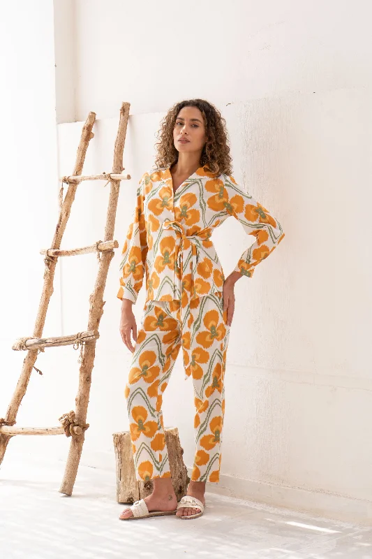 Yellow Flower Printed Cotton Co-ords Set