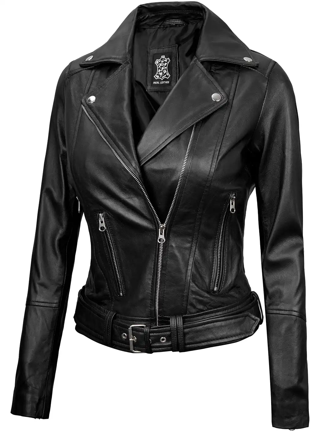 Aldo Womens Asymmetrical Black Leather Jacket