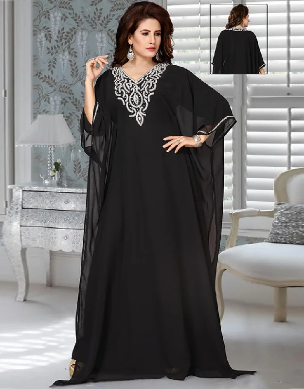 Stylist Black V Neck Georgette Farasha