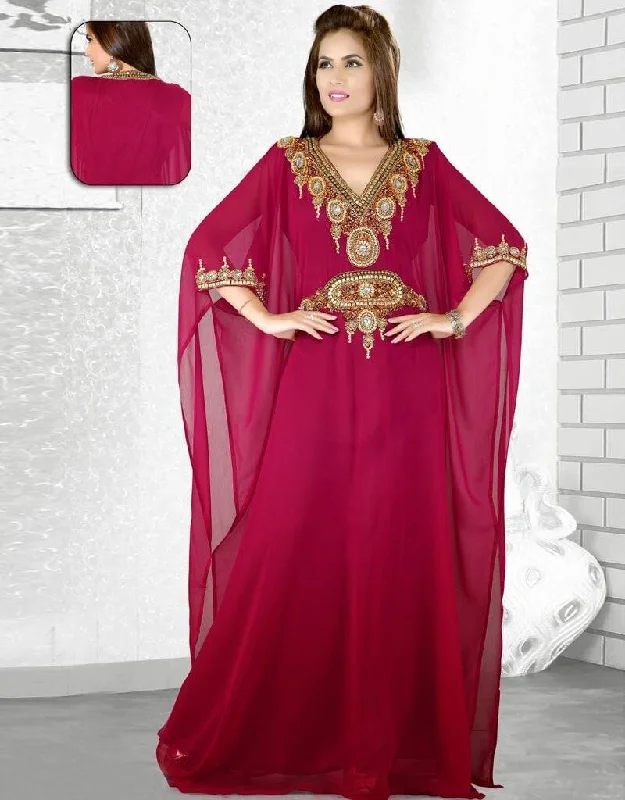 Burgundy Popular Farasha Kaftan Maroon