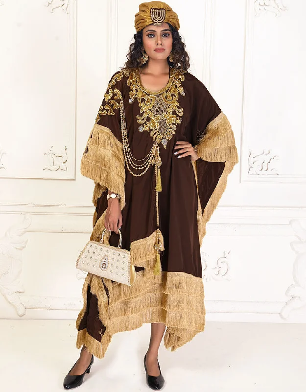 Trendy Crater Brown Designer Georgette Free Size Beach wear Kaftan