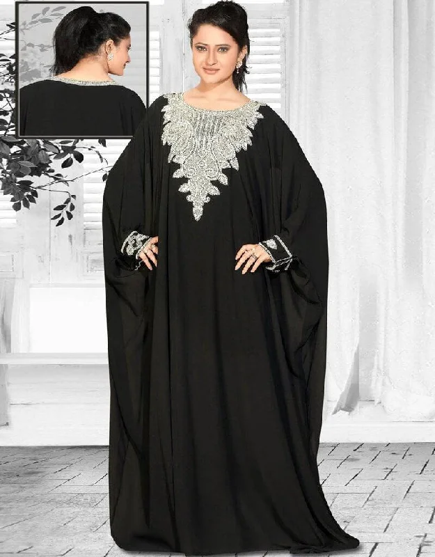 Farasha Style All Side Stitch Kaftan With Silver Work