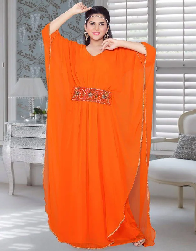 Farasha Style Kaftan With Designer Waist Belt