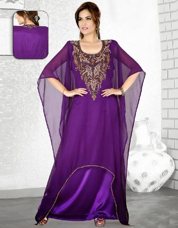 Grape Embroidered Farasha Kaftan