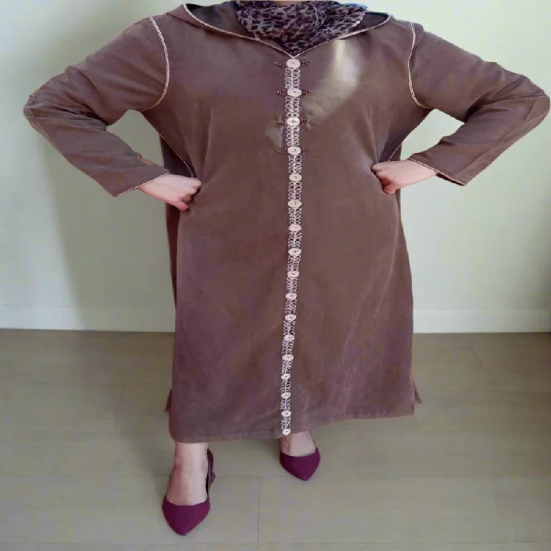 Vintage Luxury Daim Brown Djellaba for her