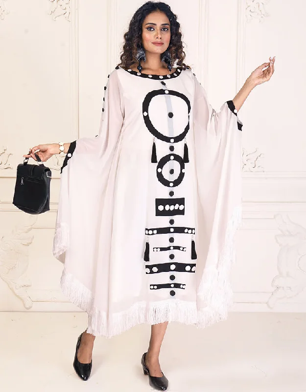 Muslim White resort Beach Wear Farasha Style Kaftan