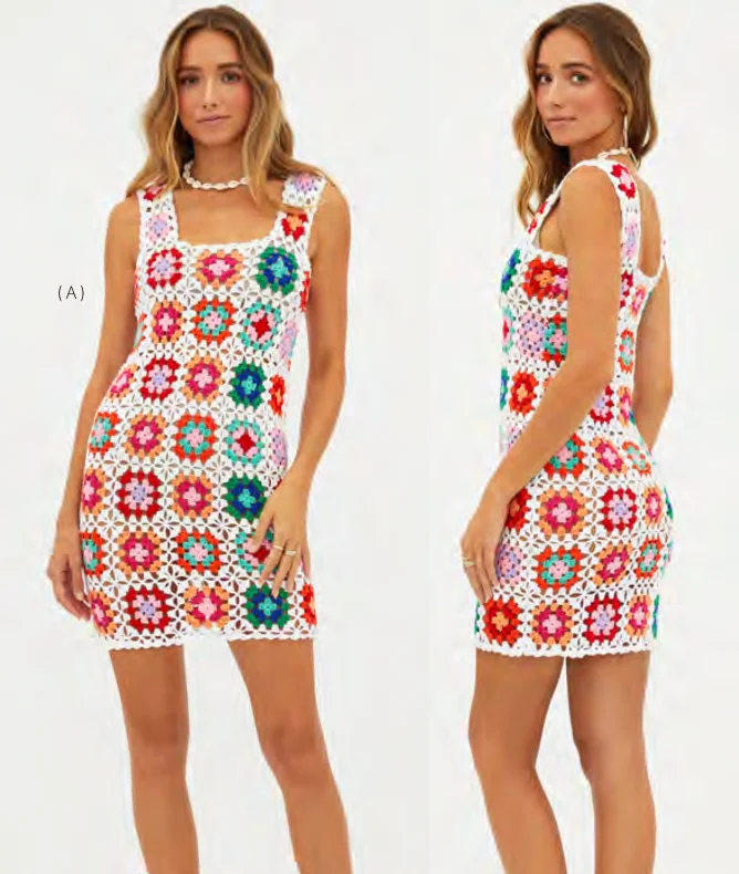 Beach Riot Multi Color Crochet Cover up Dress