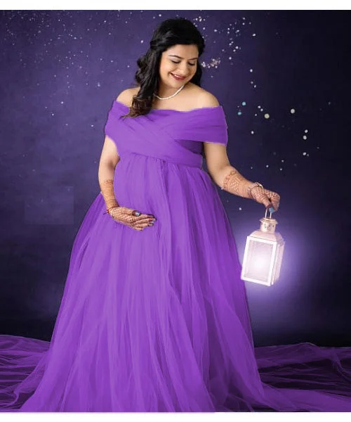 G3022 (2), Purple Maternity Shoot Gown, Size (ALL)