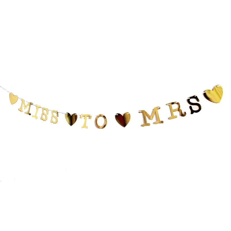 Miss To Mrs Letter Gold Banner Wedding Supply