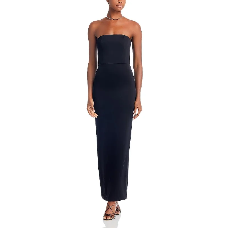 Doreen Womens Satin Strapless Maxi Dress