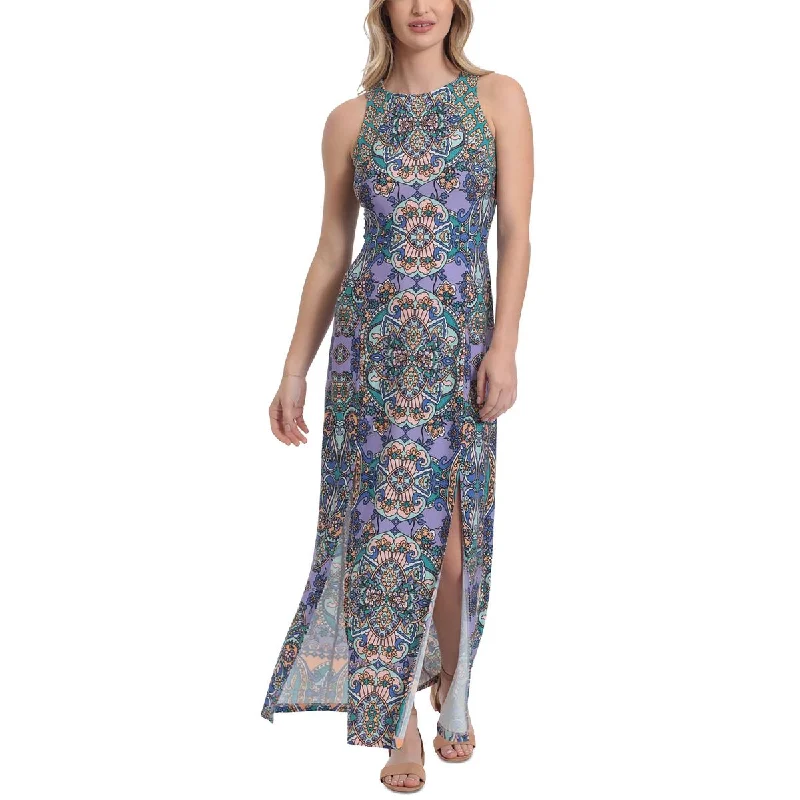 Womens Sleeveless Paisley Maxi Dress