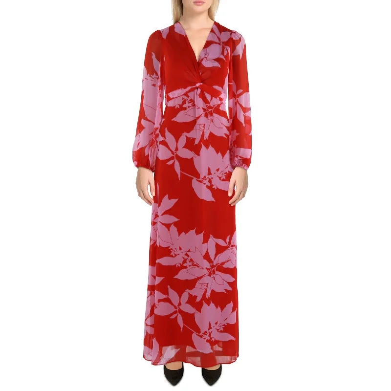 Womens Chiffon Floral Maxi Dress