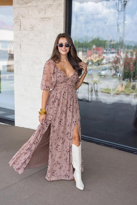 Floral Favorite Mocha Midi Dress