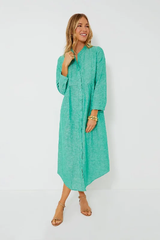 Sea Green Linen Lydell Maxi Dress