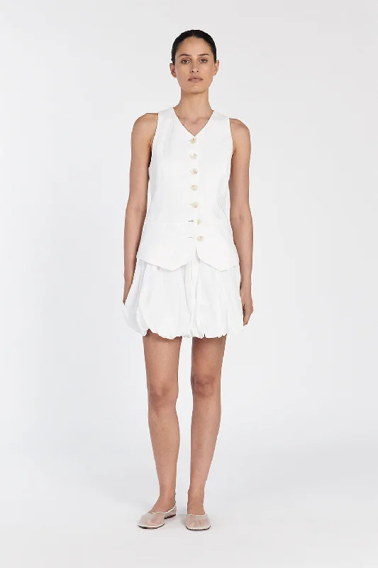 MARIA WHITE LINEN MINI SKIRT