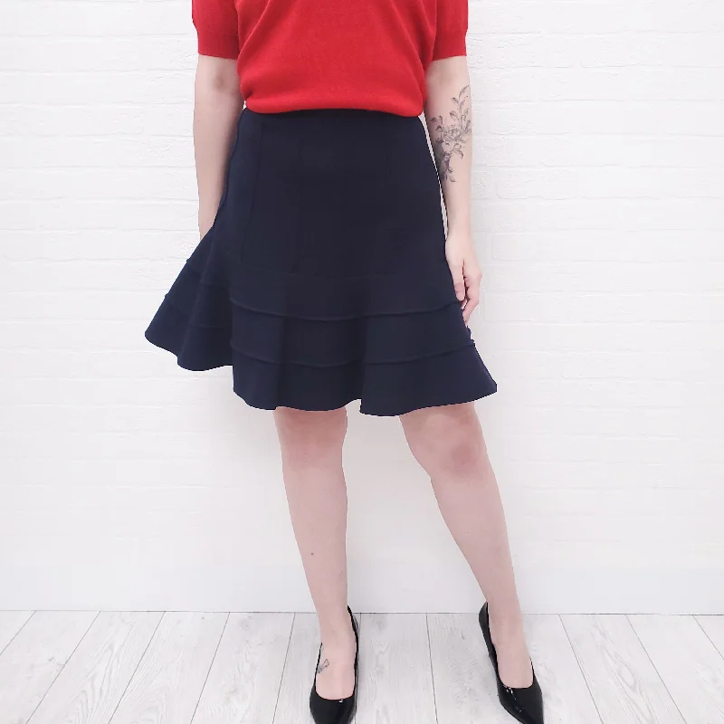 MIU MIU NAVY RUFFLE MINI SKIRT($1700) - SIZE 40(SMALL FIT)