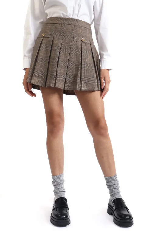 Pleated Plaid Mini Skirt