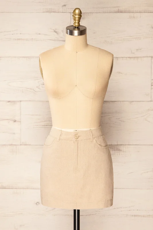 Pretoria Beige | Linen Mini Skirt