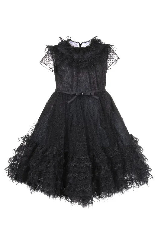 MCH Black Swiss Dot Tulle Gown