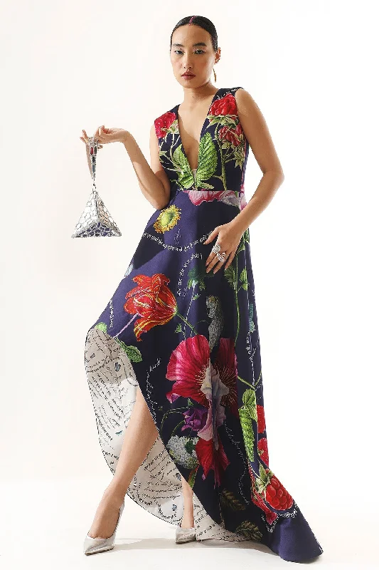 PRINTED LONG-SHORT GOWN