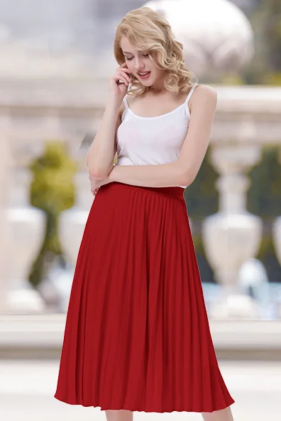 Stylish Fashion High Waist Pleated Swing A-Line Skirt