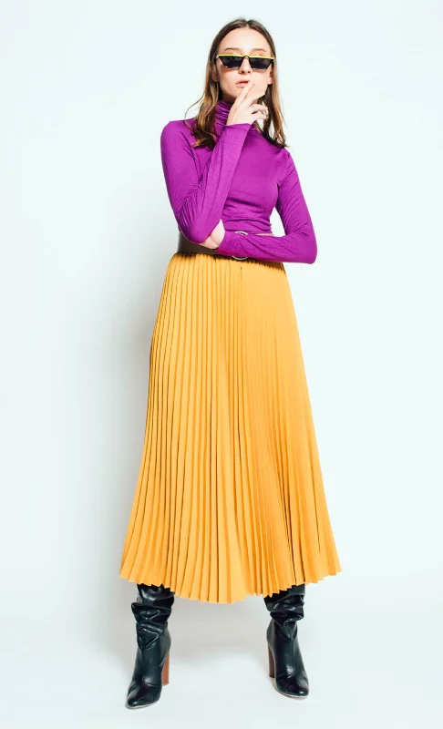 Olivia Pleated Skirt in Mustard