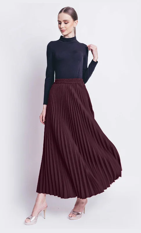 Olivia Pleated Skirt in Plum