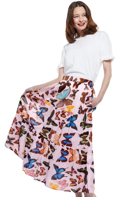 Woodstock Skirt in Pink with Butterflies