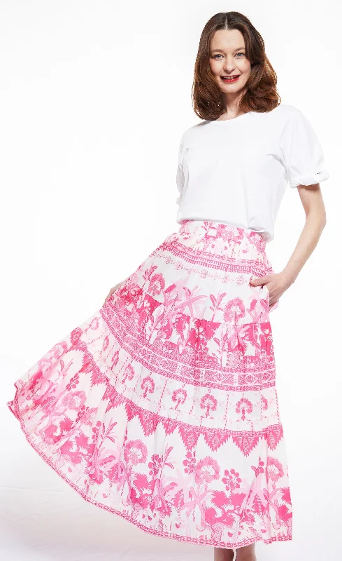 Woodstock Skirt with Pink Ikat Print