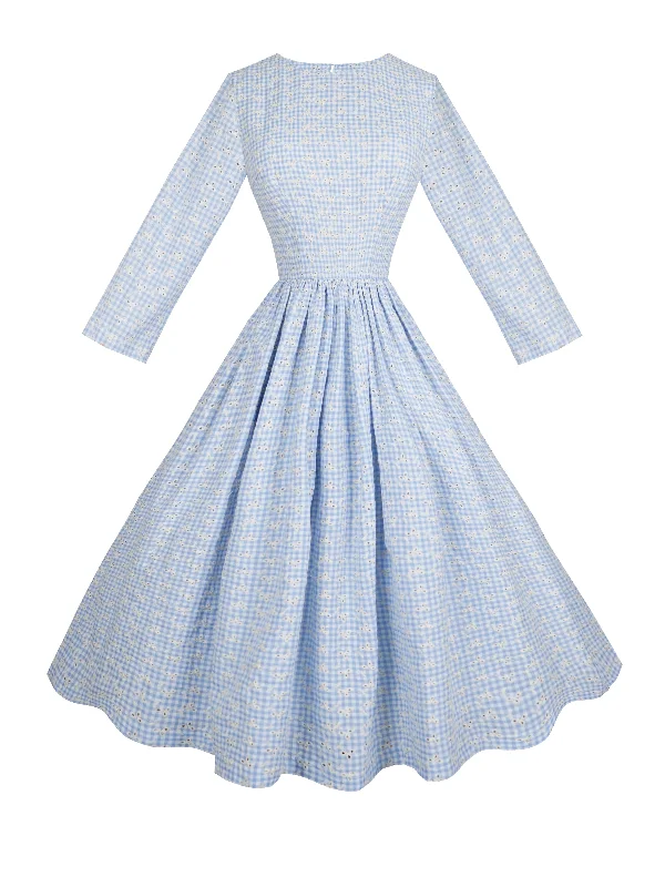 MTO - Marianne Dress Blue “Country Garden Gingham”