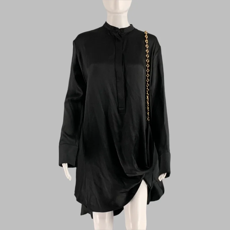 LOEWE Size 0 Black Gold Silk Chain Shirt  Dress