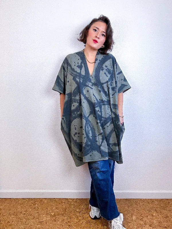 Oversized Hand-Dyed Sweatshirt Smock Dress Olive Sumi