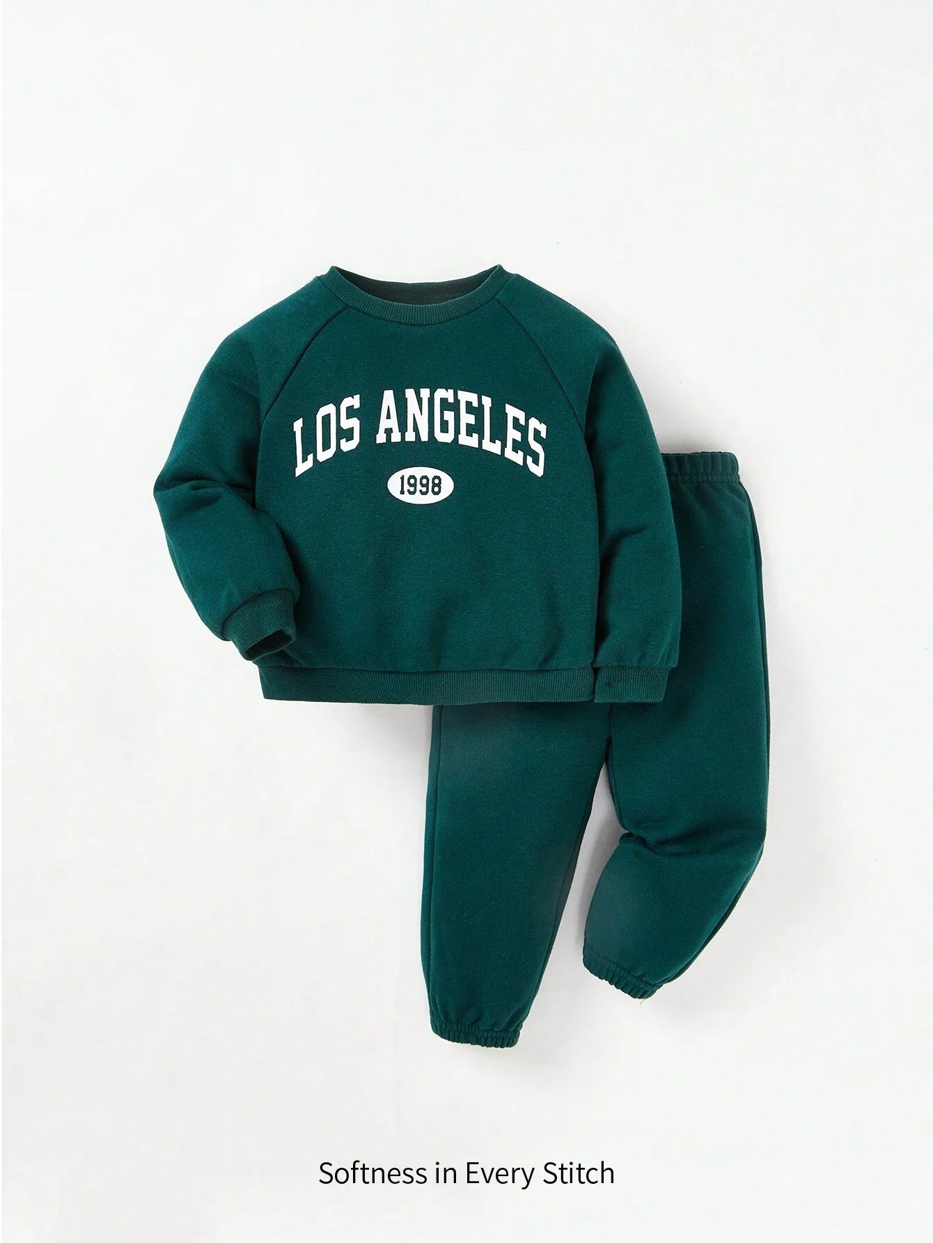 Cozy Pixies Baby Girl Casual All-Match Round Neck Raglan Sleeves Letter Printed Sweatshirt And Trousers Two-Piece Set