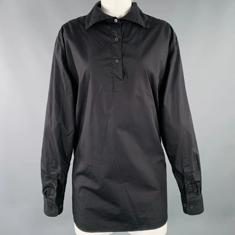 DRIES VAN NOTEN Size 4 Black Cotton Button Up Shirt Dress