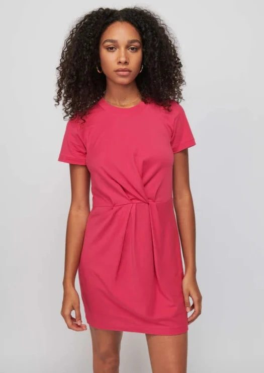 Fortuna Twisted T-Shirt Dress- Hibiscus Pink