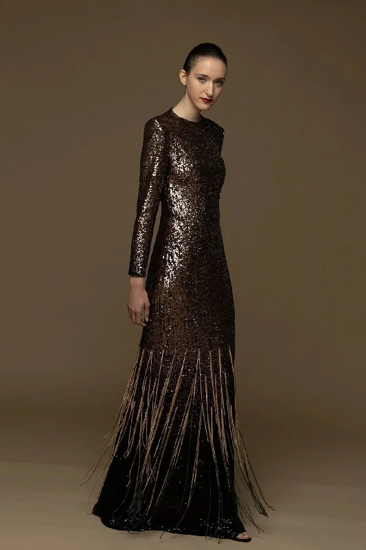 Fully sequined dress with chains