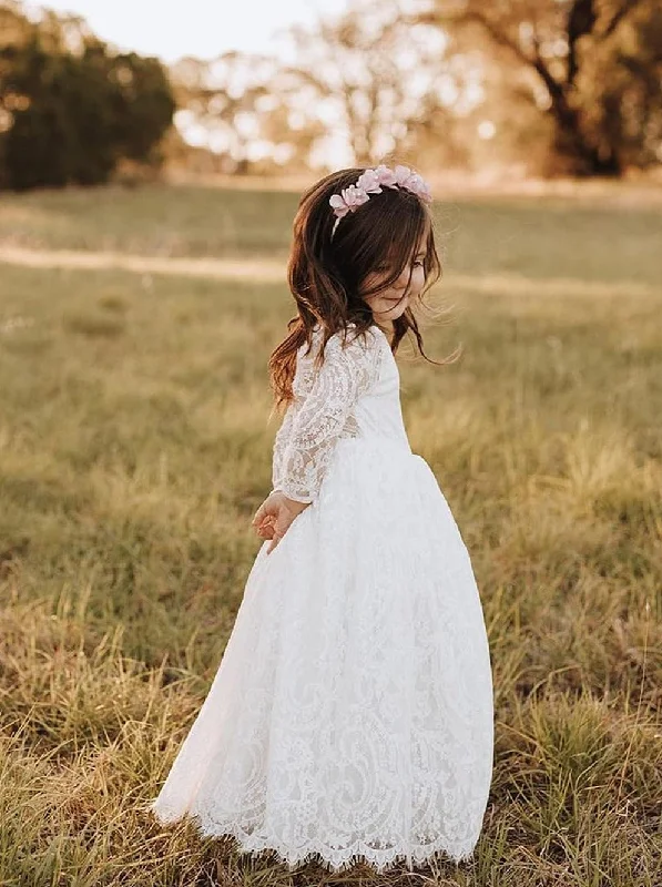 Paisley All Lace Flower Girl Dress in White