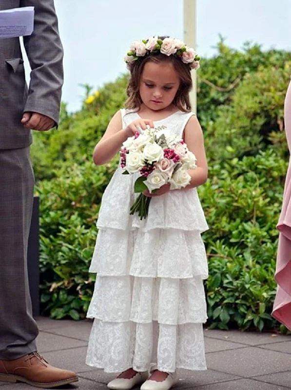 Paisley All Lace Flower Girl Dress in White