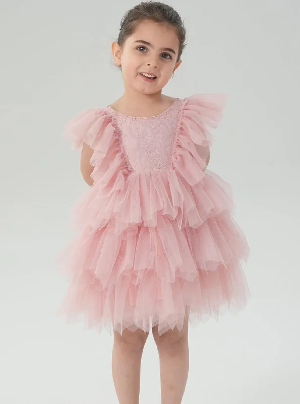 Paisley Lace Flower Girl Dress in Pink